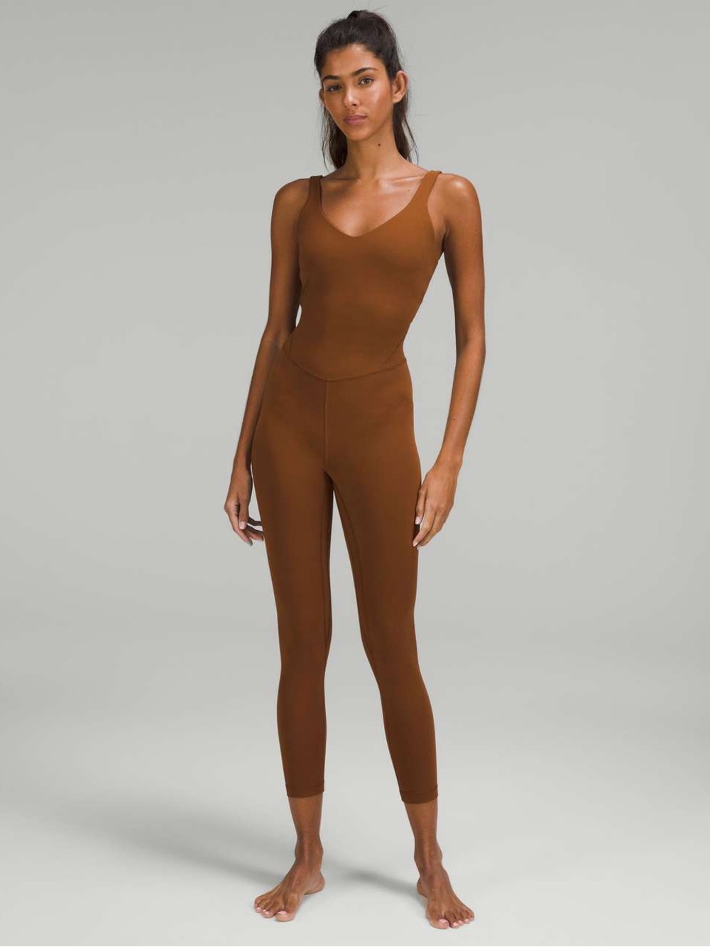 Lululemon Align Ribbed Bodysuit 25" Roasted Brown Athleisure Lounge Yoga Size 2